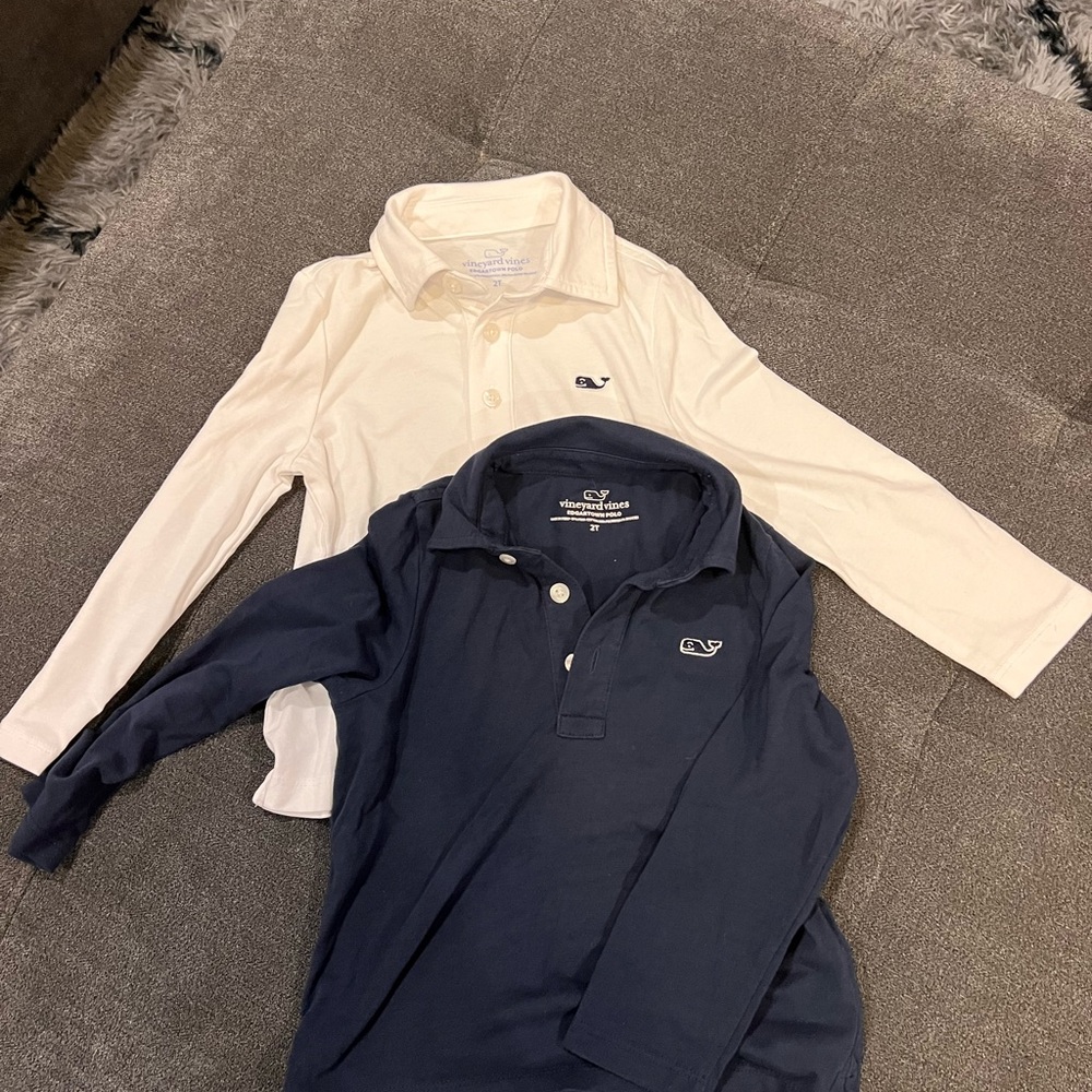 2- Boys 2t vineyard vines long sleeve polos